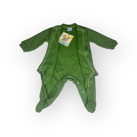 new Samara ܫ Footed Onesie Playsuit Teddy Bear Balloon Appliqué ܫ Sage Green 6MO - Picture 6 of 16